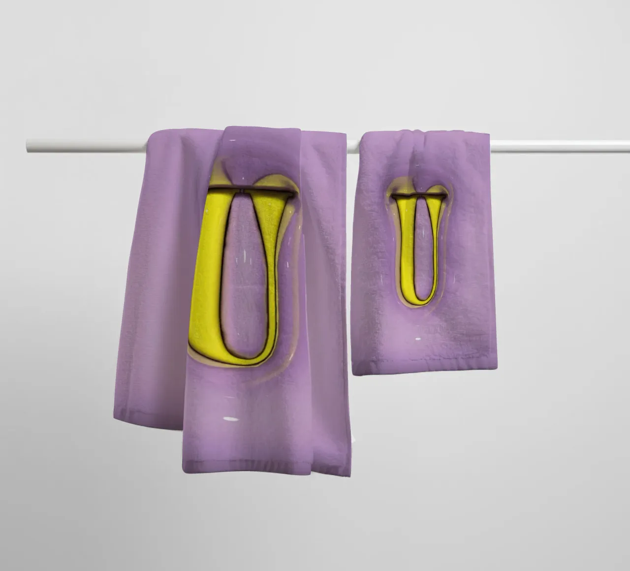 Bubblegum Inflate Initials U Purple towel by Malou-Studio