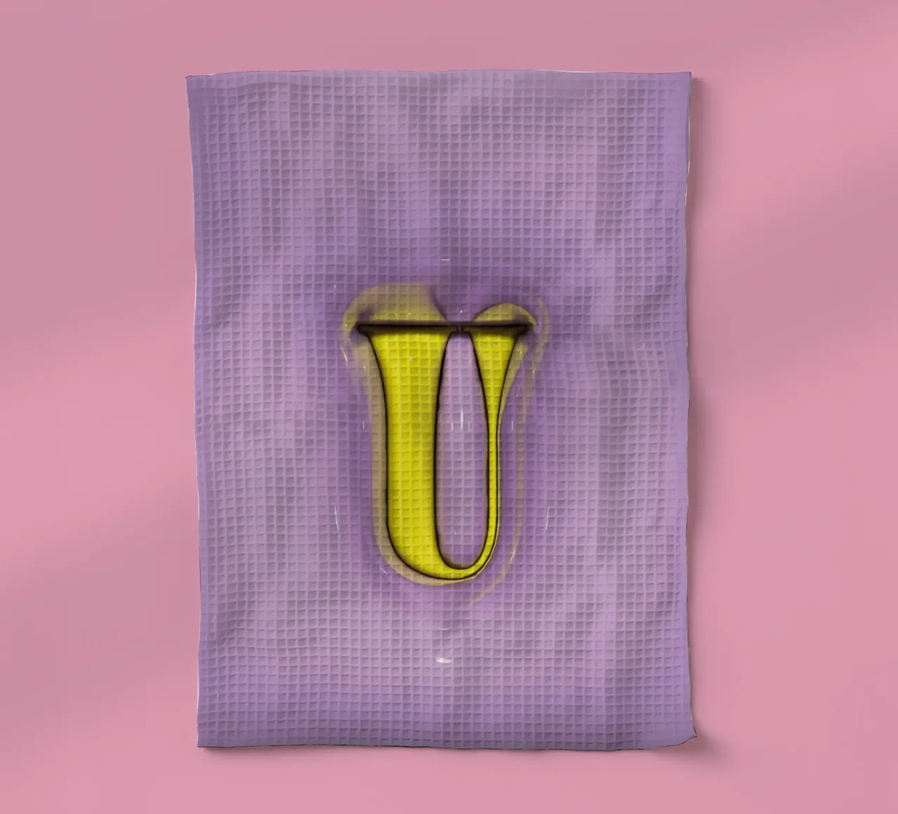 Bubblegum Inflate Initialen U Lila Geschirrtuch von Malou-Studio