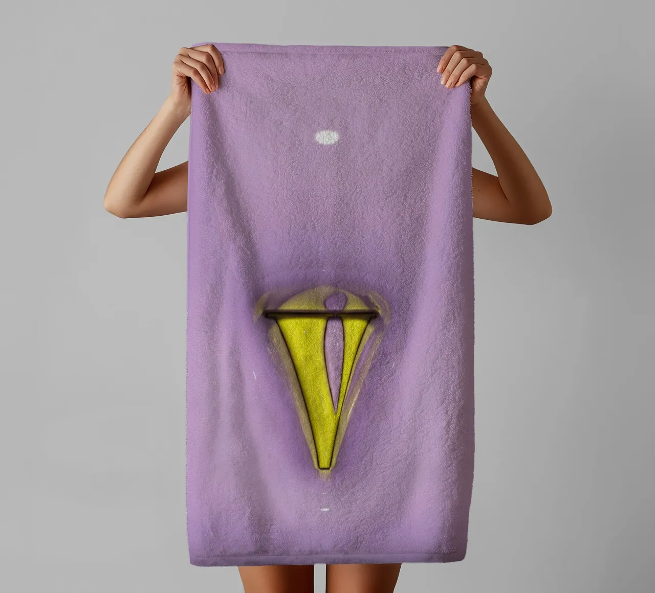 Bubblegum Inflate Initials V Purple towel by Malou-Studio