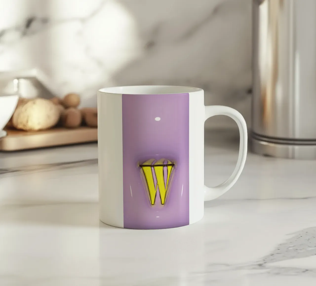 Gonfiaggio Bubblegum Iniziali W Viola tazza in ceramica da Malou-Studio