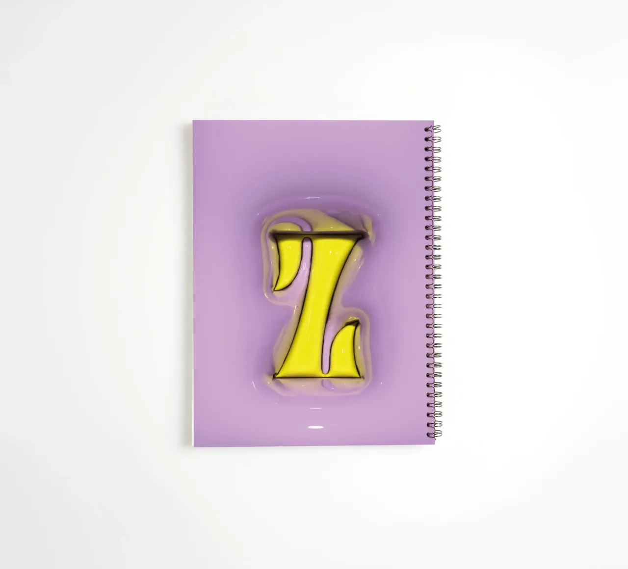 Bubblegum Inflate Initials Z Purple spiral notebook by Malou-Studio