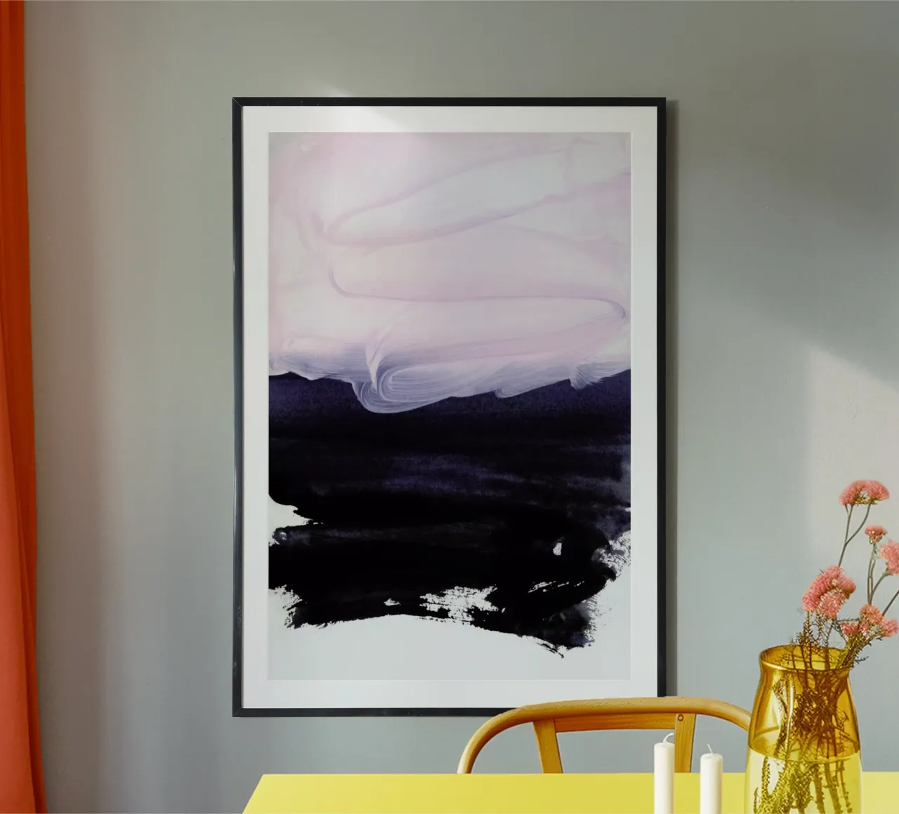 Pink & Blue poster with wooden frame by IRIS LEHNHARDT FINE ART