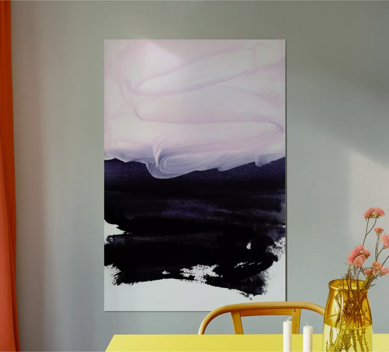 Pink & Blue poster with wooden frame by IRIS LEHNHARDT FINE ART