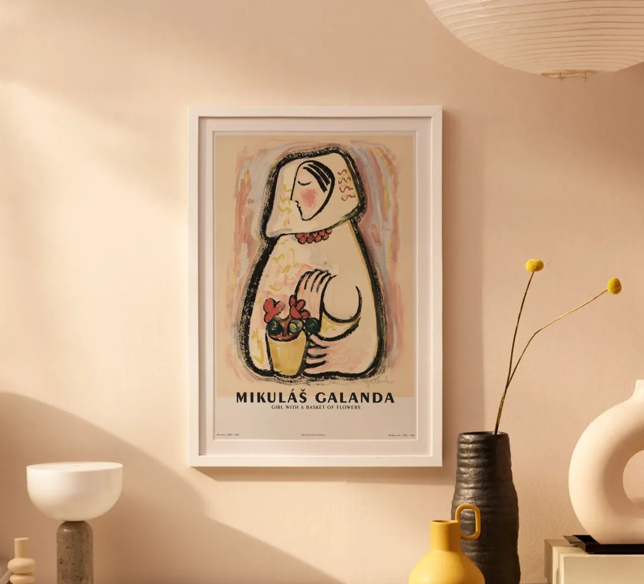 Mikuláš Galanda - Frau mit dem Blumenkorb poster con telaio in alluminio da Old Masters