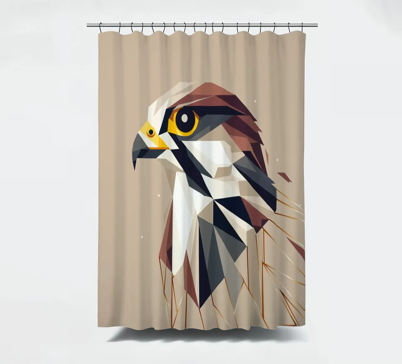 Geometric falcon - elegance and precision shower curtain by namosh