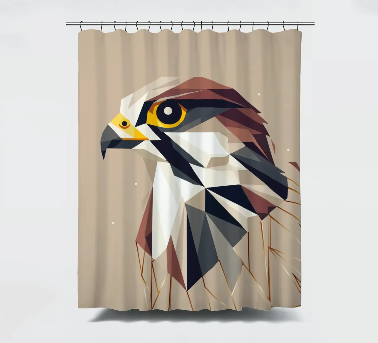 Geometric falcon - elegance and precision shower curtain by namosh