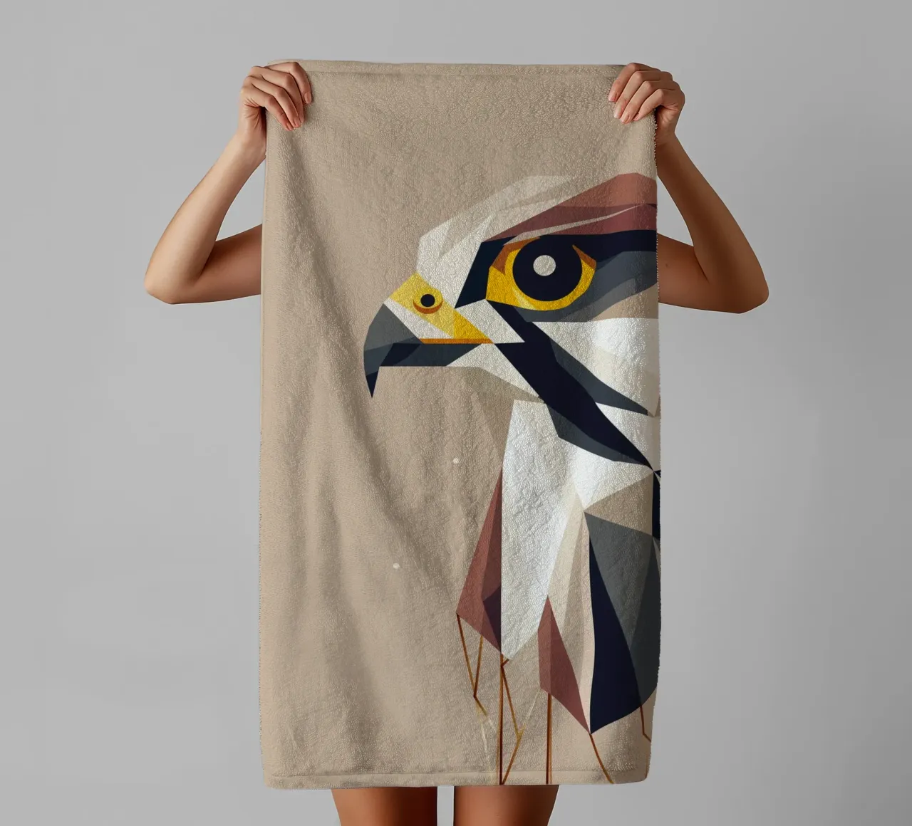 Geometric falcon - elegance and precision towel by namosh