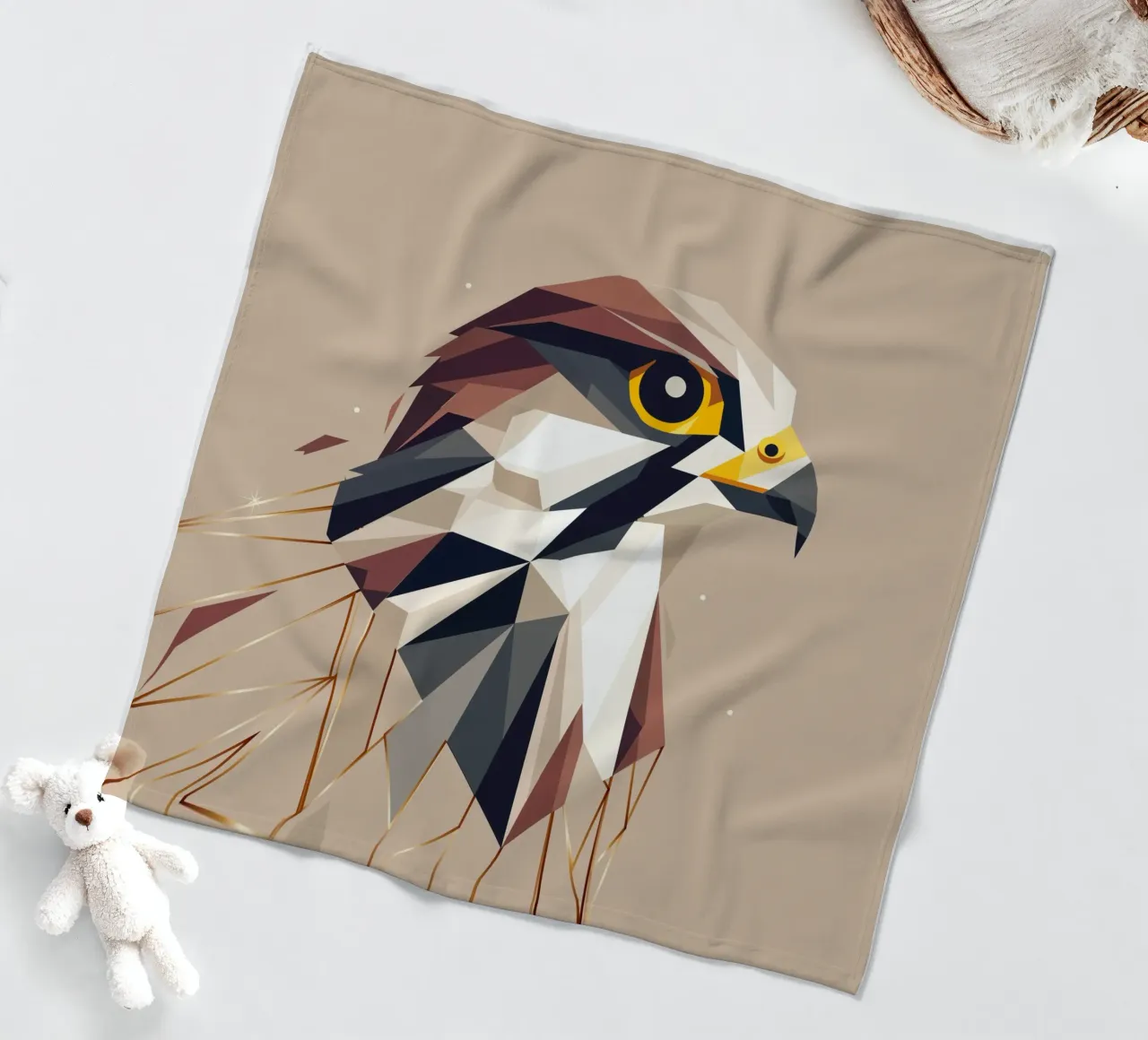 Geometric falcon - elegance and precision fleece blanket by namosh