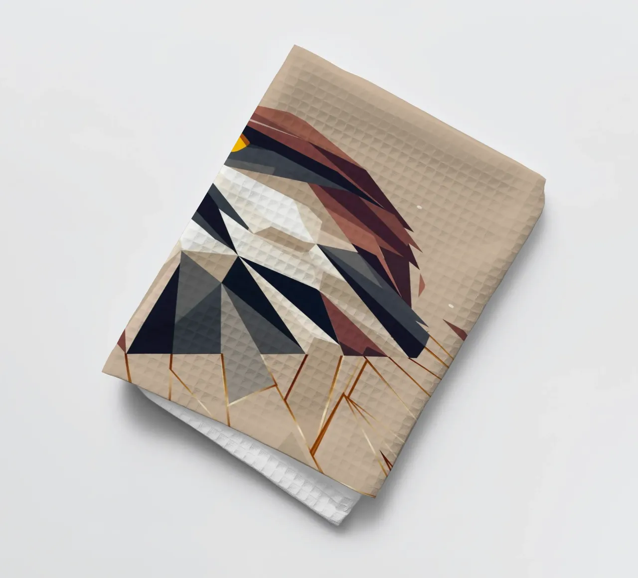 Geometric falcon - elegance and precision tea towel by namosh