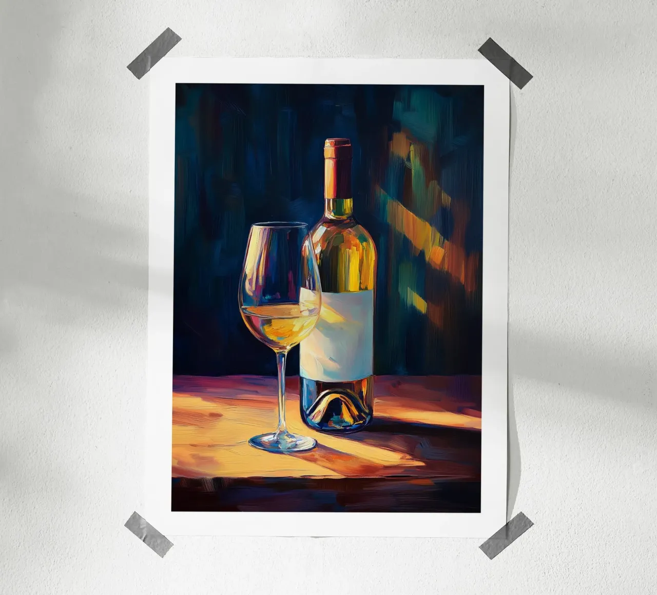 Vernice al vino bianco poster con telaio in legno da Spice & Style