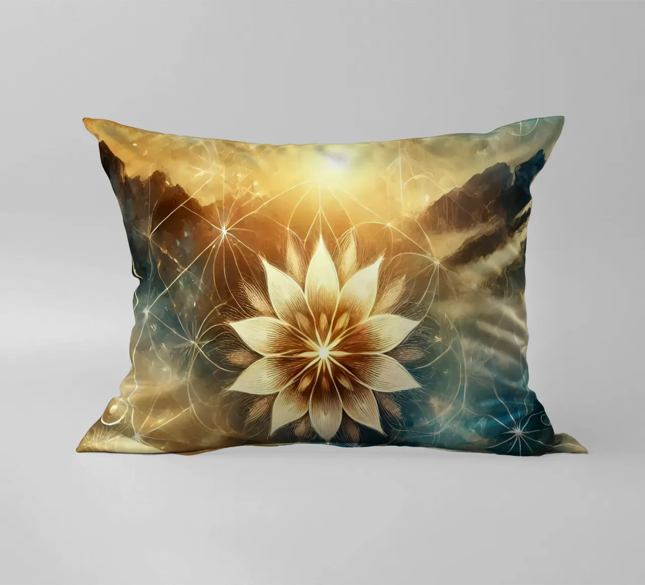 Flower of life - watercolour style decorative cushion by spiritual