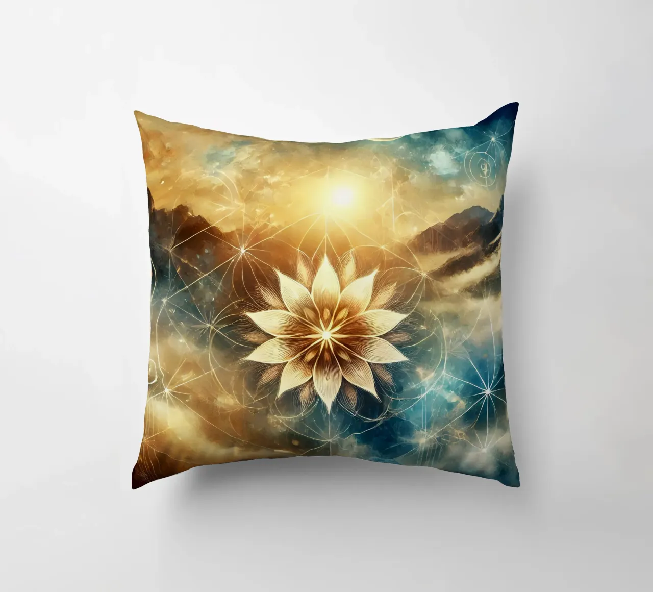 Flower of life - watercolour style decorative cushion by spiritual