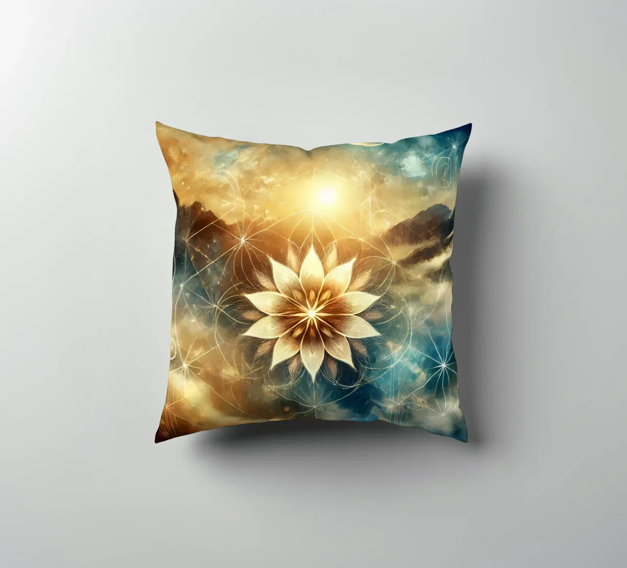Flower of life - watercolour style decorative cushion by spiritual