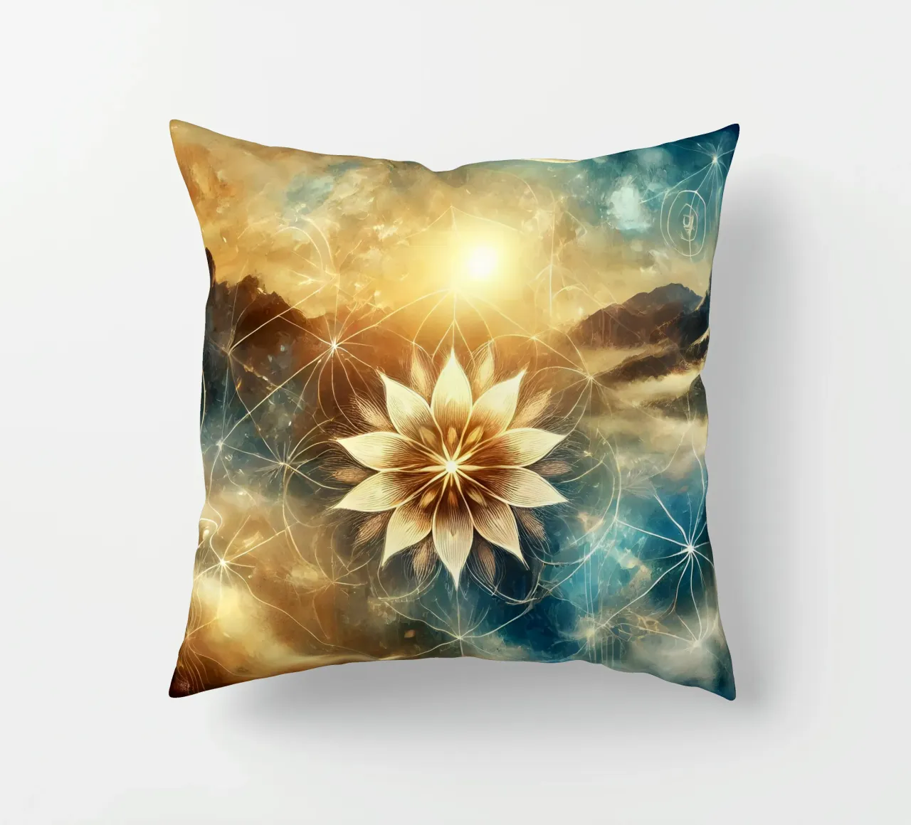 Flower of life - watercolour style decorative cushion by spiritual