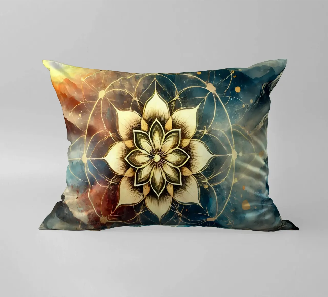 Flower of life - watercolour style decorative cushion by spiritual