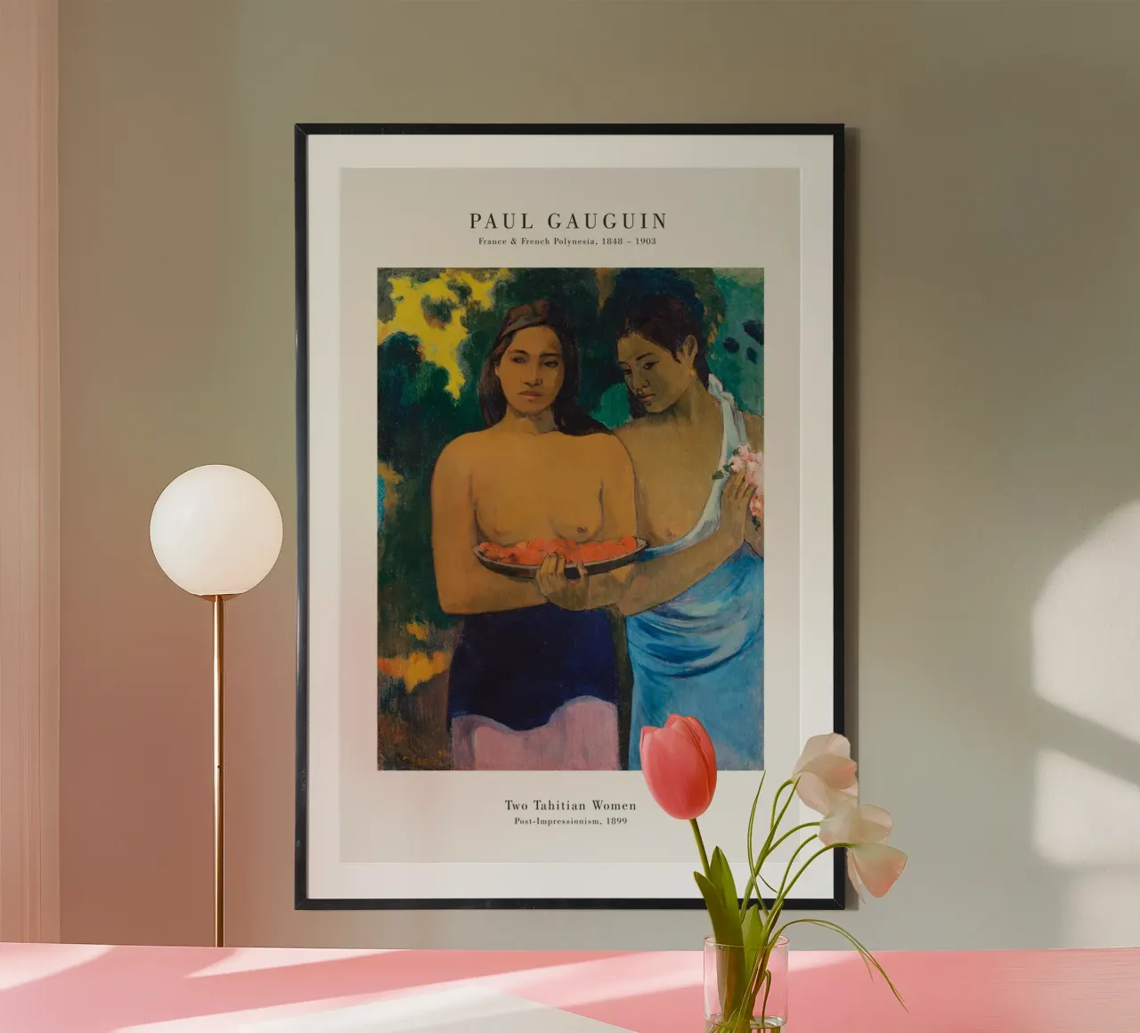 Paul Gauguin - Zwei tahitianische Frauen poster con telaio in legno da Old Masters