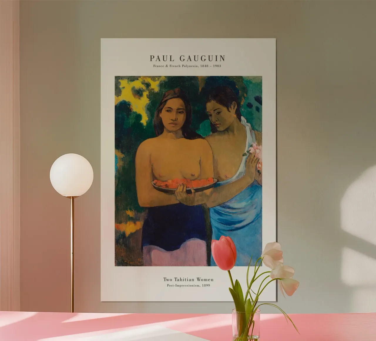 Paul Gauguin - Zwei tahitianische Frauen poster con telaio in legno da Old Masters