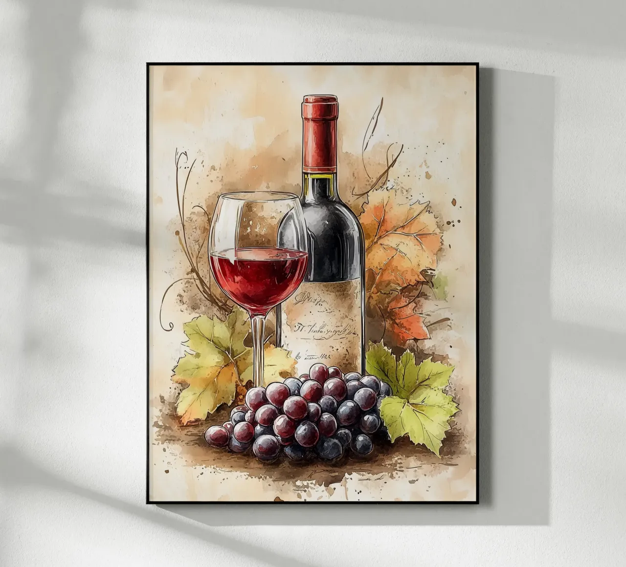 Wine and autumn grapes acrylic glass by Spice & Style