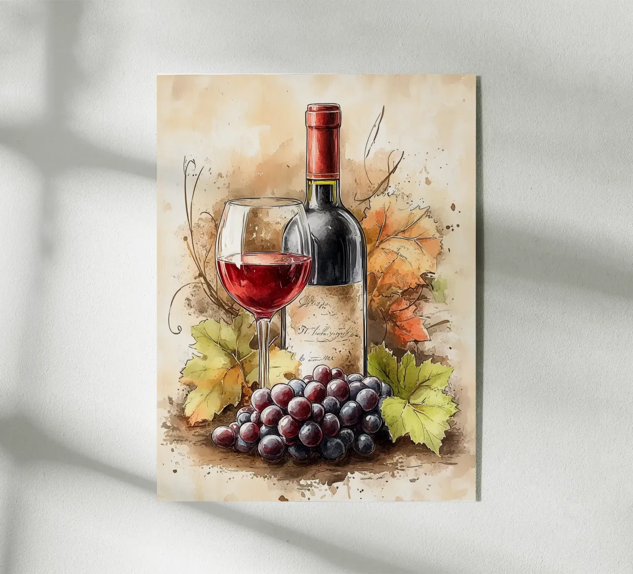 Wijn en herfstdruiven acryl van Spice & Style