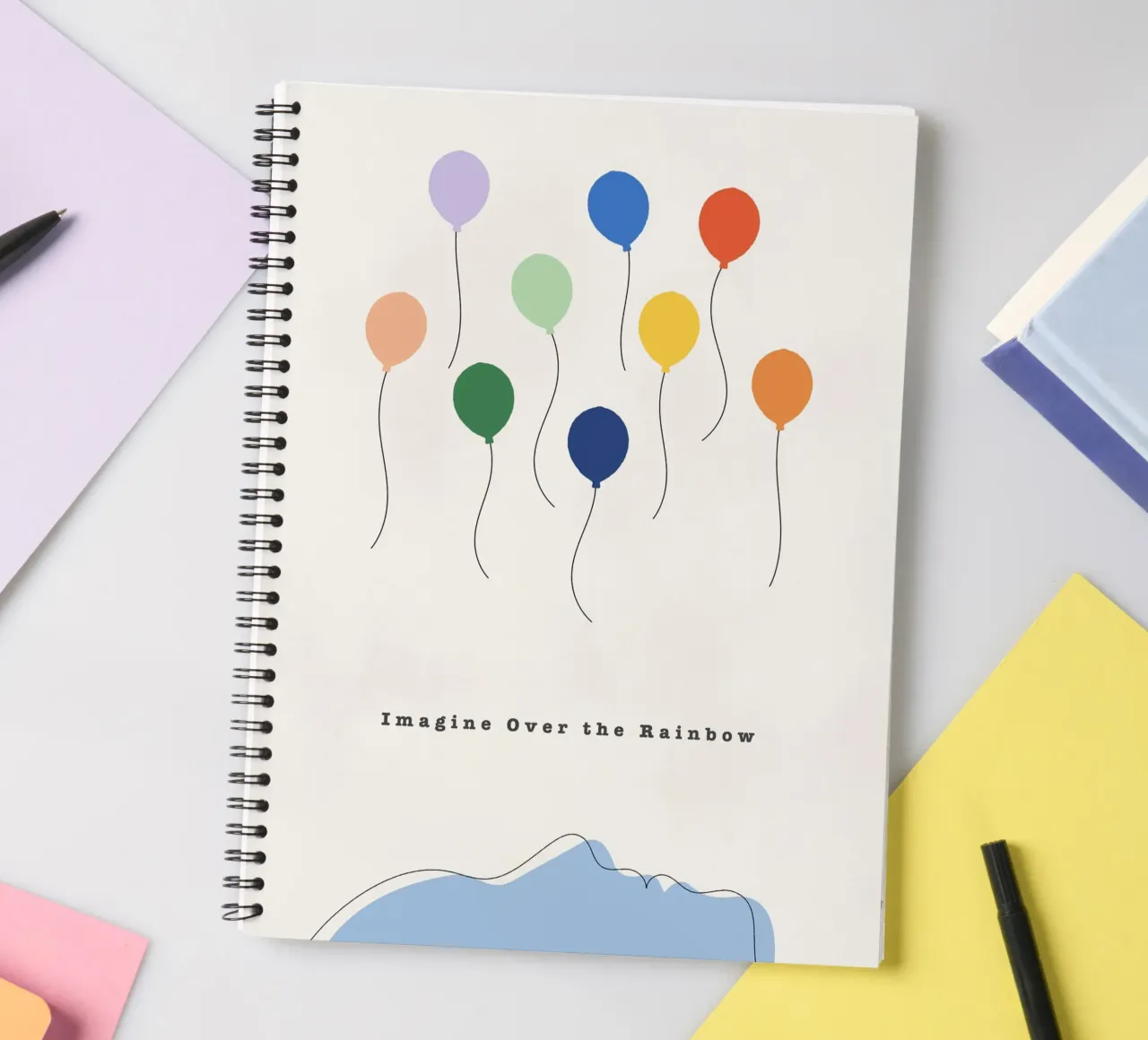 Imagine Over the Rainbow spiral notebook by natural neutral