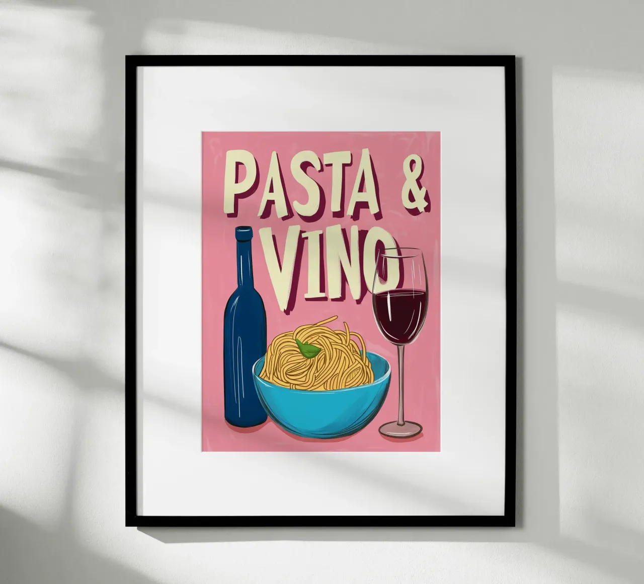 Pasta & Vino poster con telaio in alluminio da Spice & Style