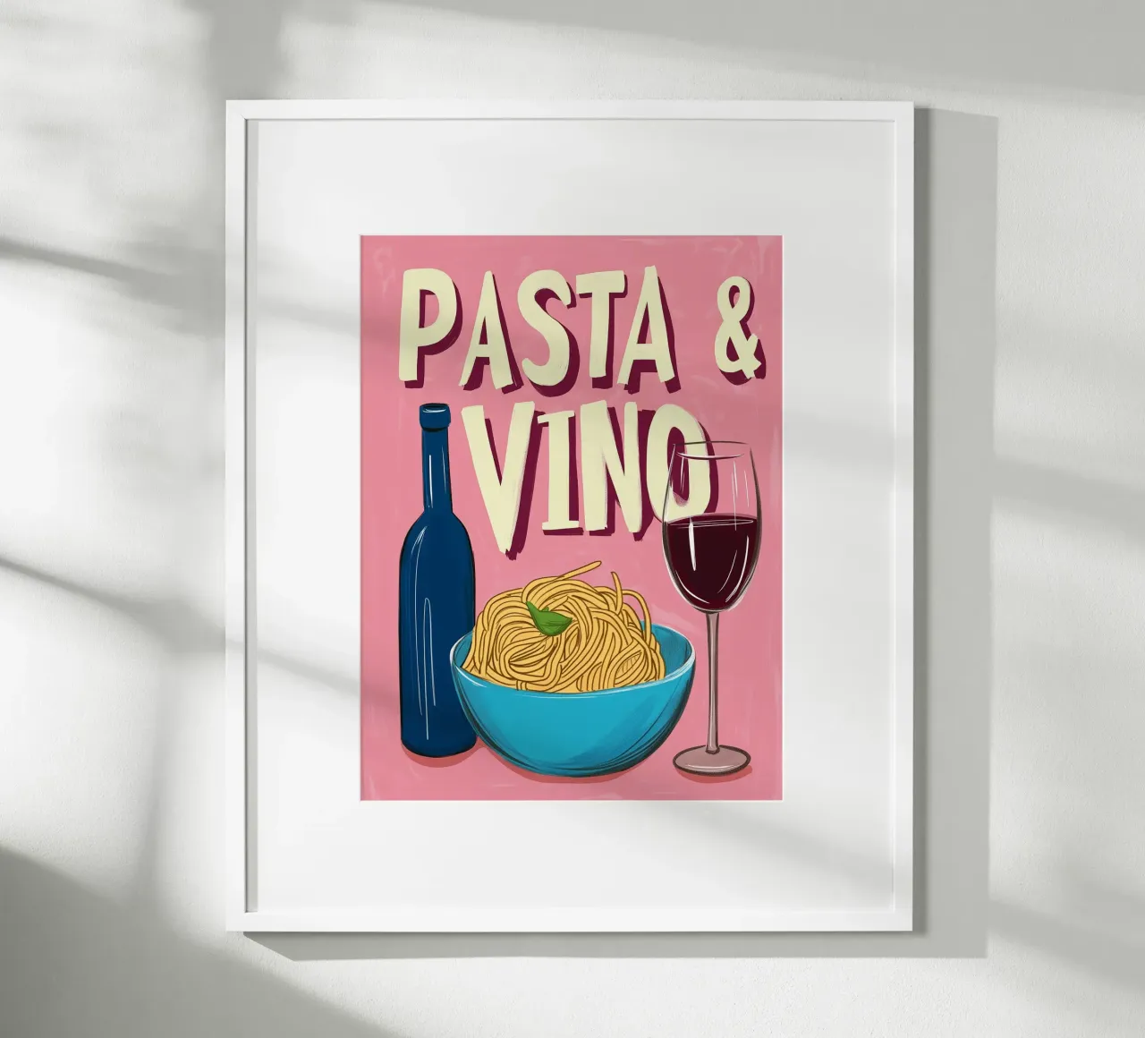 Pasta & Vino poster con telaio in alluminio da Spice & Style