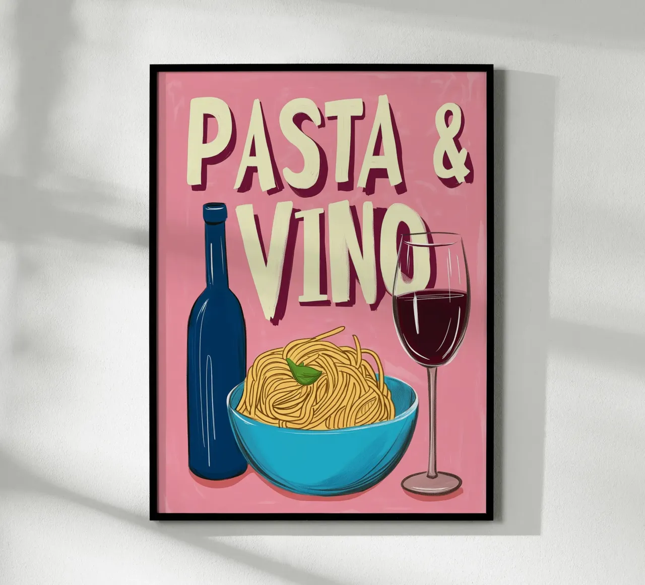 Pasta & Vino poster con telaio in alluminio da Spice & Style