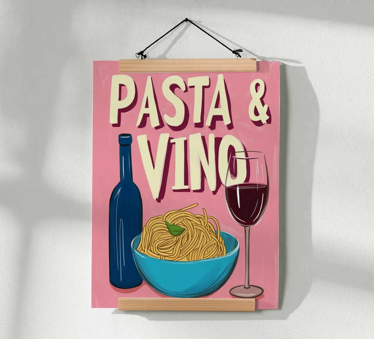 Pasta & Vino poster con telaio in alluminio da Spice & Style