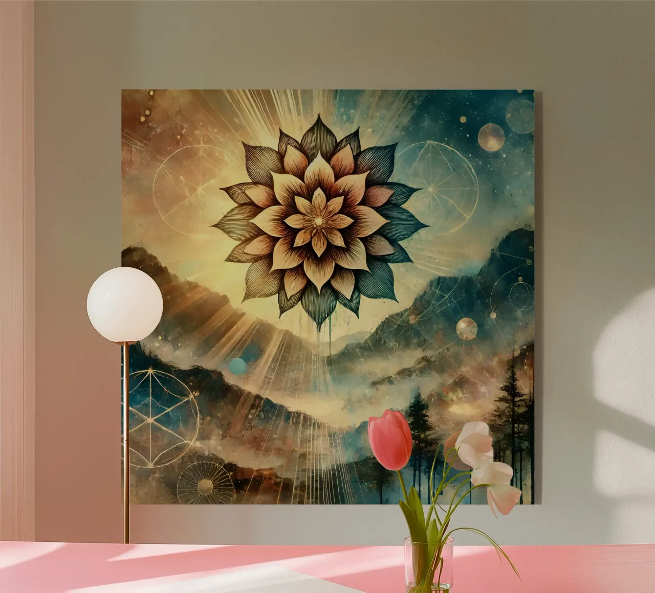 Flower of life - watercolour style acrylic glass by spiritual