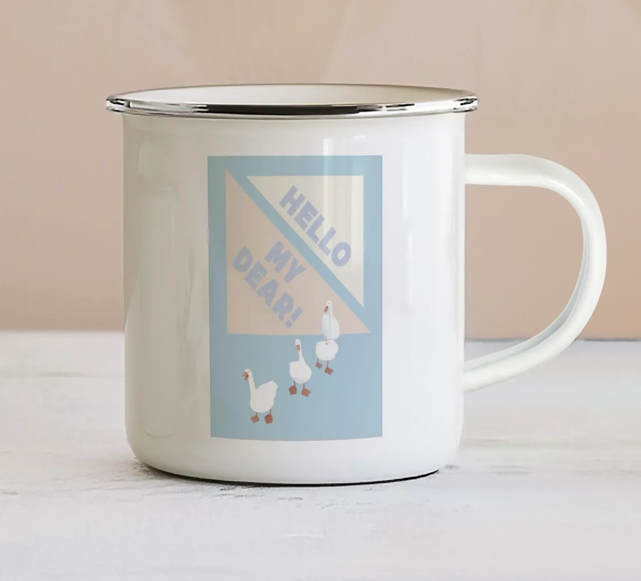 Hello my dear! - Ducks family - tazza in smalto da natural neutral