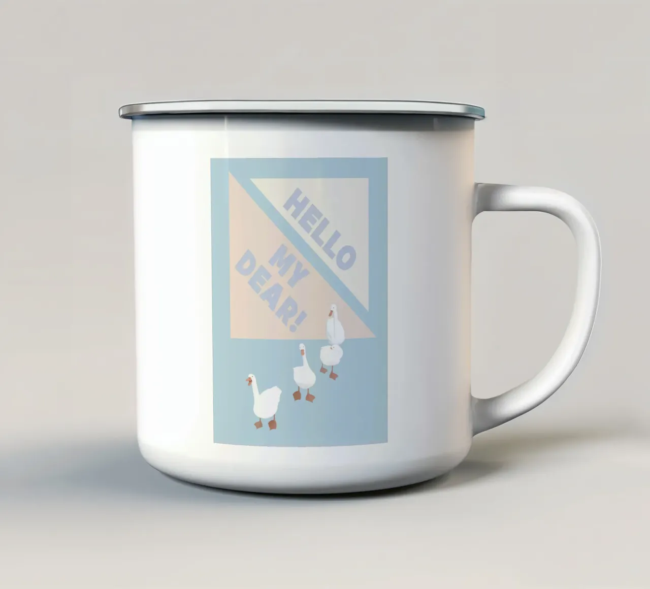 Hello my dear! - Ducks family - tazza in smalto da natural neutral