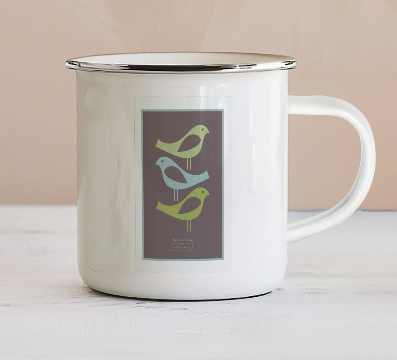 Three little birds tazza in smalto da Visual Philosophy