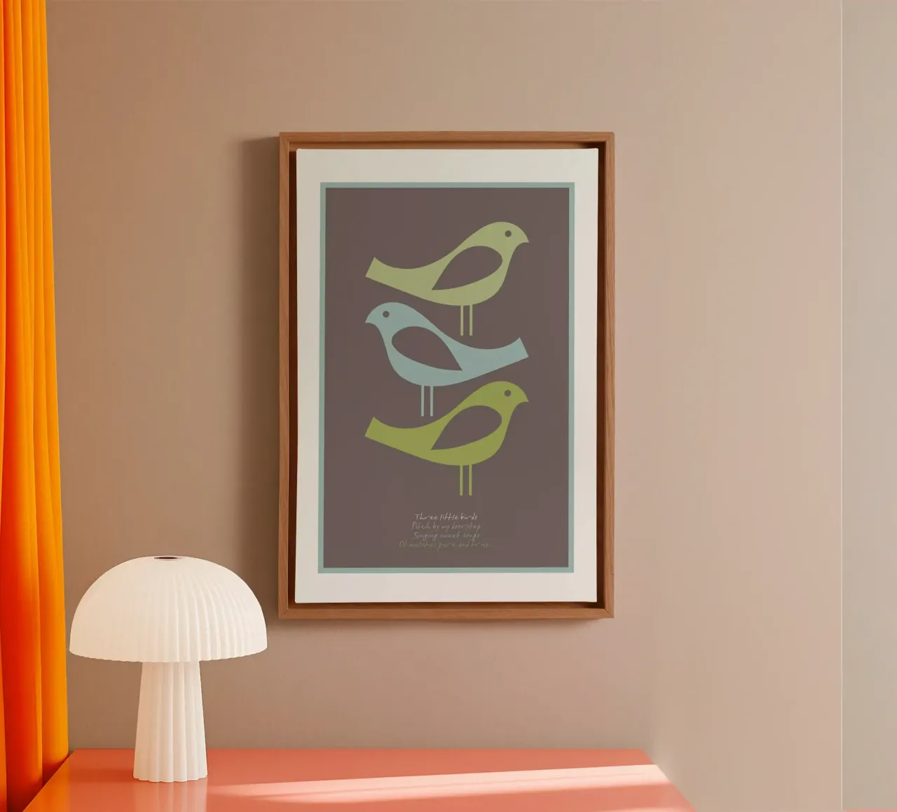 Three little birds tela con Cornice a cassetta da Visual Philosophy