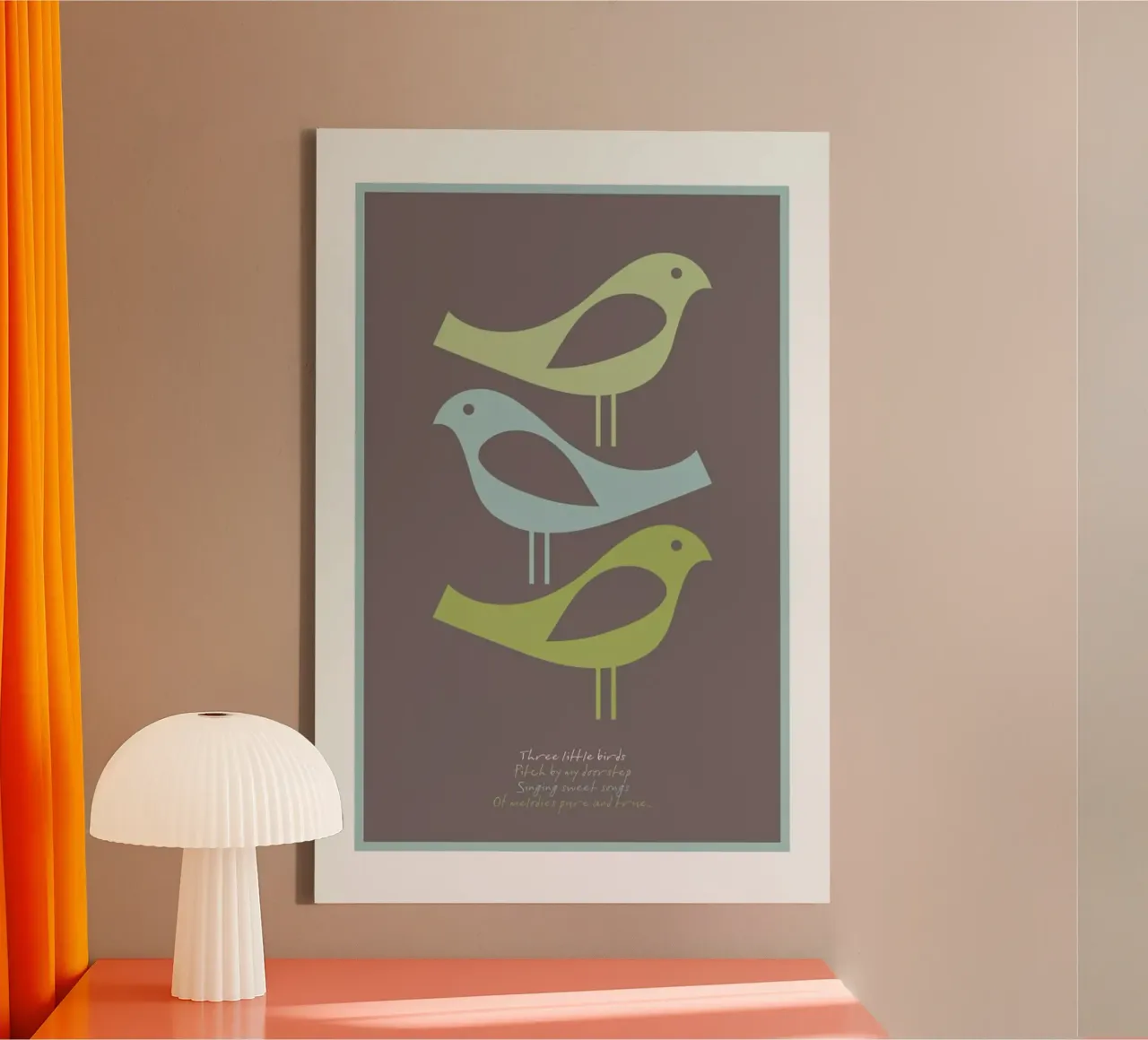 Three little birds tela con Cornice a cassetta da Visual Philosophy