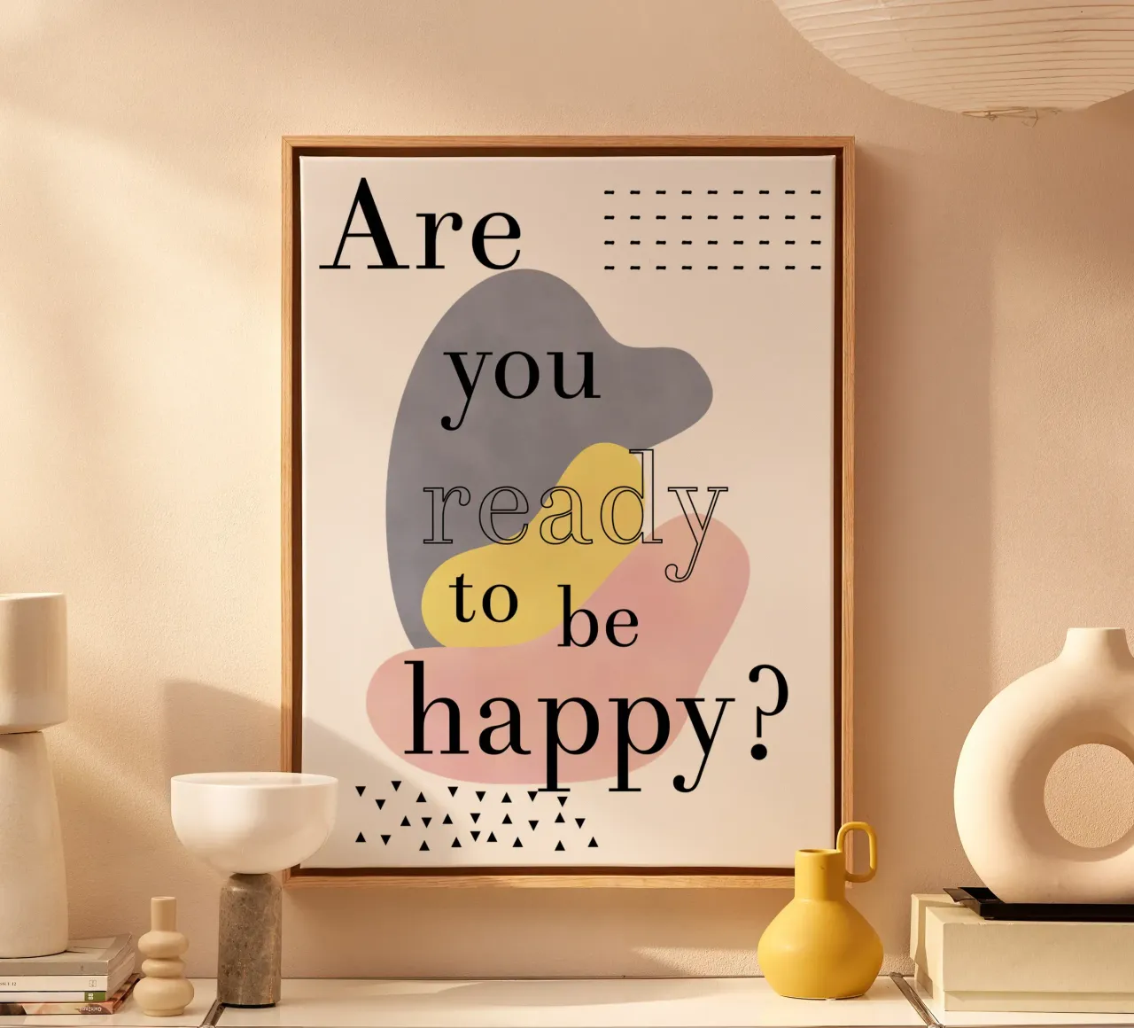 Are you ready to be happy? tela con Cornice a cassetta da natural neutral
