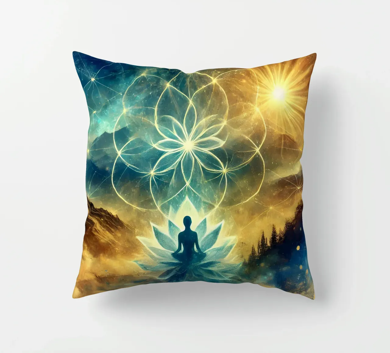 Flower of life - watercolour style decorative cushion by spiritual