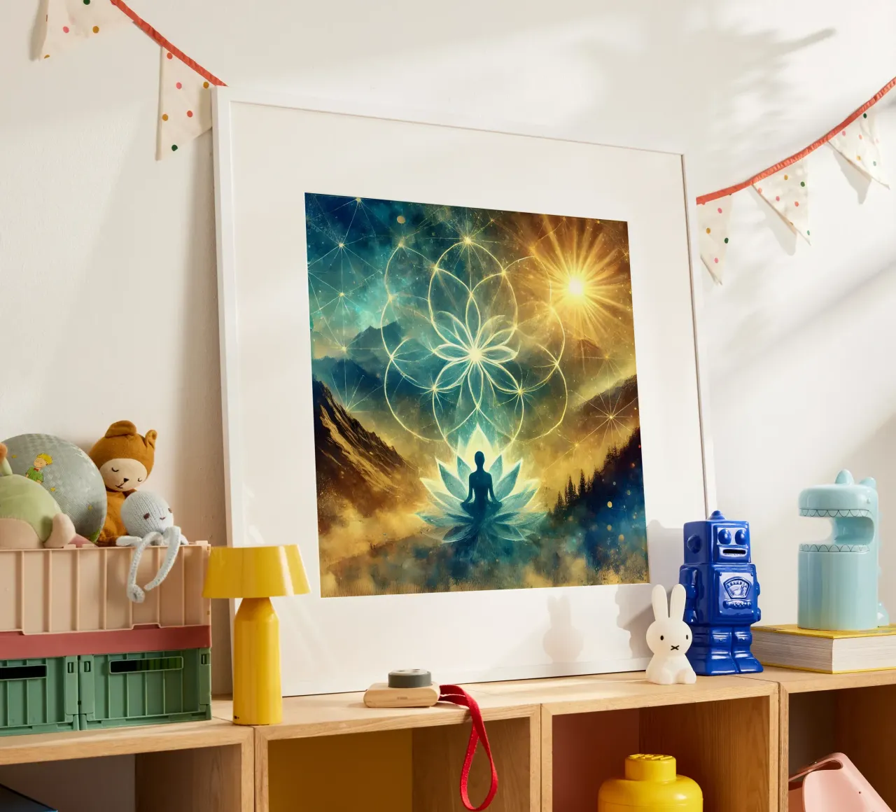 Flower of life - watercolour style poster with plastic frame by spiritual