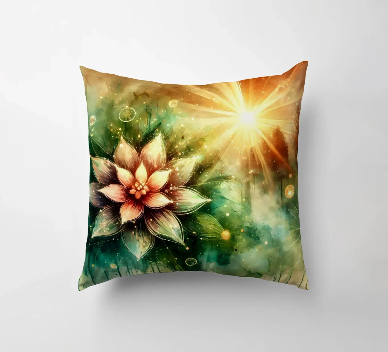 Flower of life - watercolour style decorative cushion by spiritual