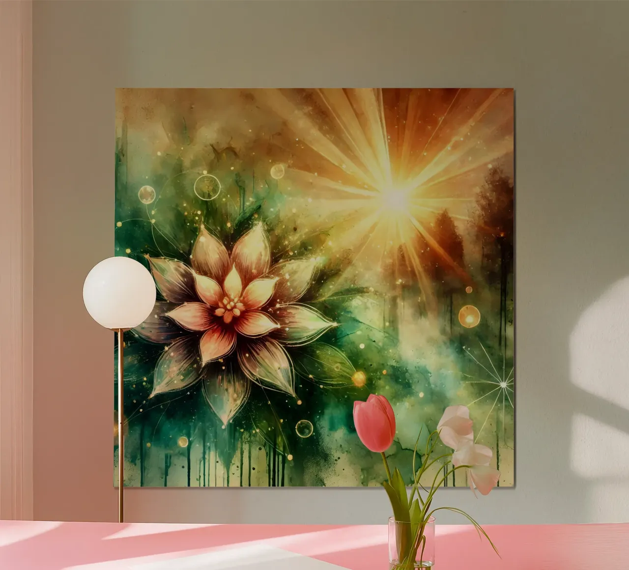 Flower of life - watercolour style poster with plastic frame by spiritual