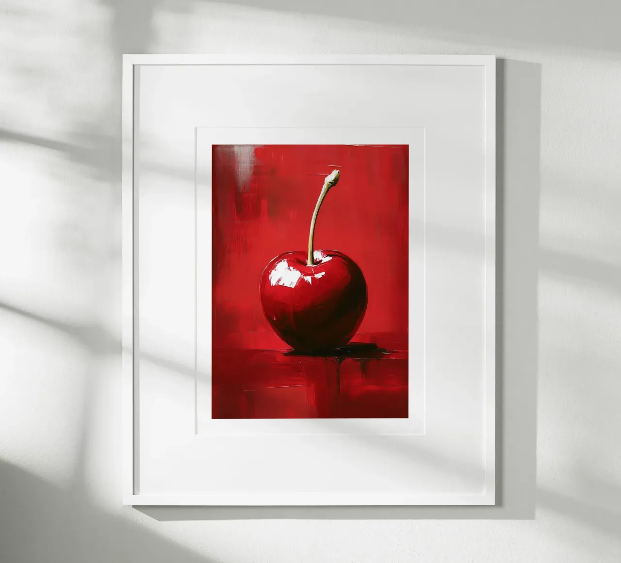 Strahlend rote Kirsche Poster mit Aluminium Rahmen von Spice & Style