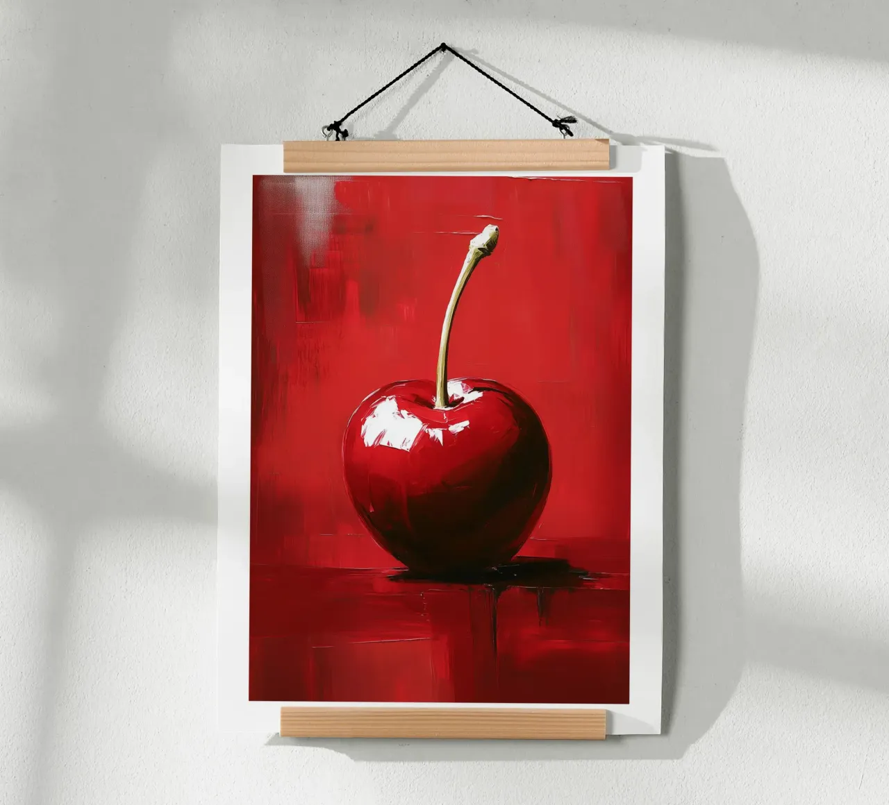 Strahlend rote Kirsche Poster mit Aluminium Rahmen von Spice & Style