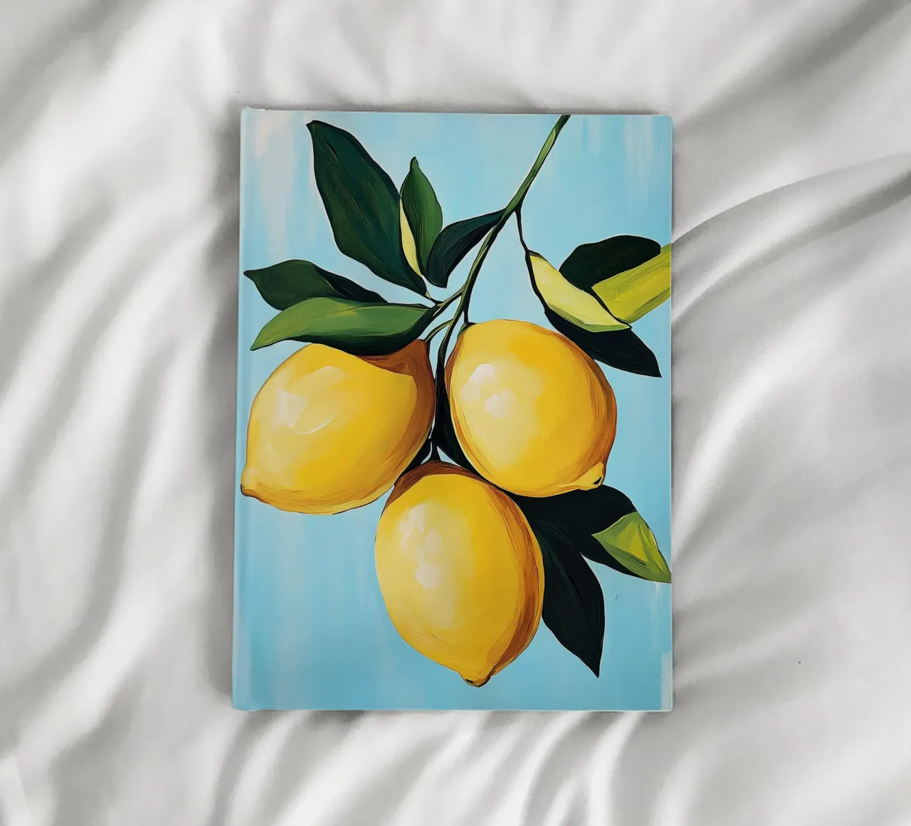 Luminous Lemons against a Blue Background notebook by Spice & Style