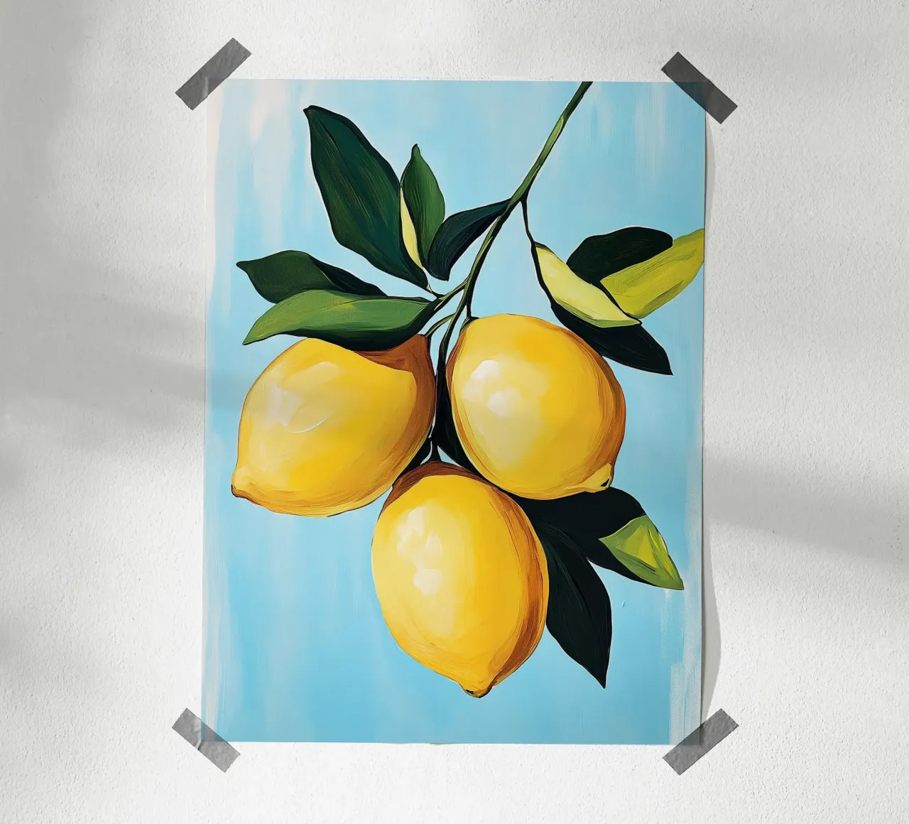Limoni luminosi su sfondo blu poster da Spice & Style