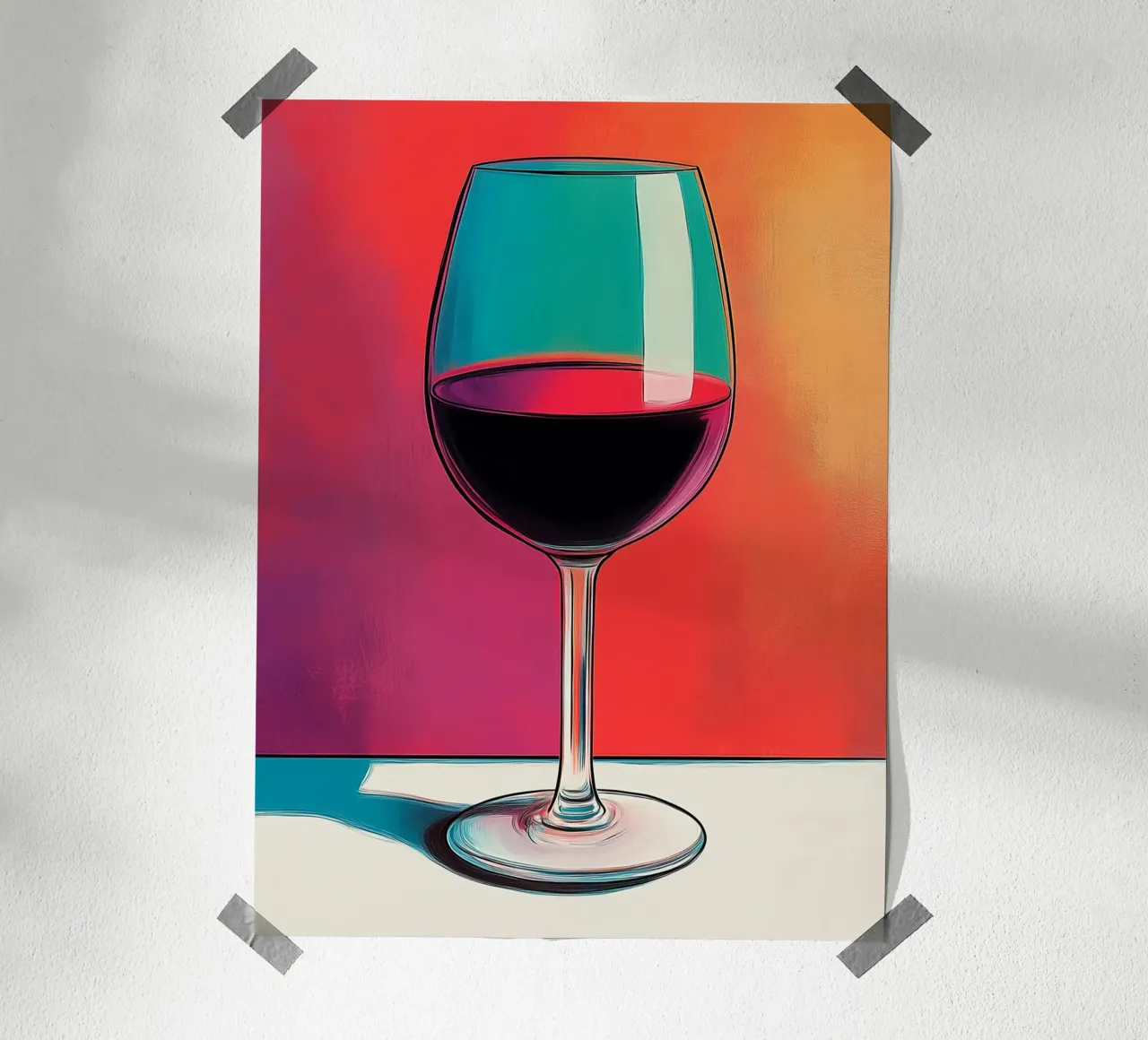 Verre de Vin Rouge Moderne poster avec cadre en plastique de Spice & Style