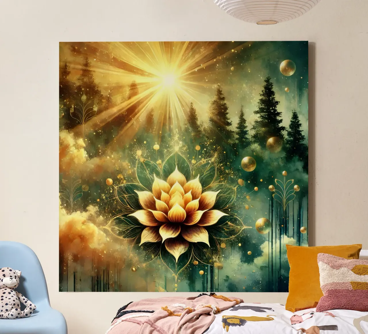 Fiore della vita - stile acquerello tela con Cornice a cassetta da spiritual