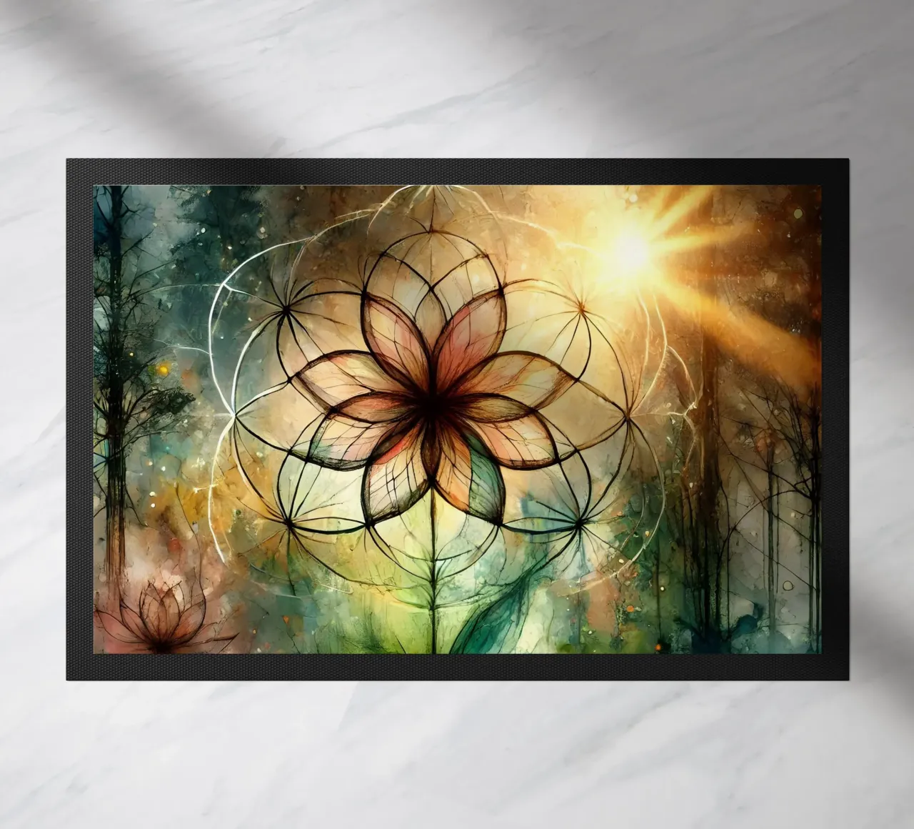 Fiore della vita - stile acquerello zerbino da spiritual