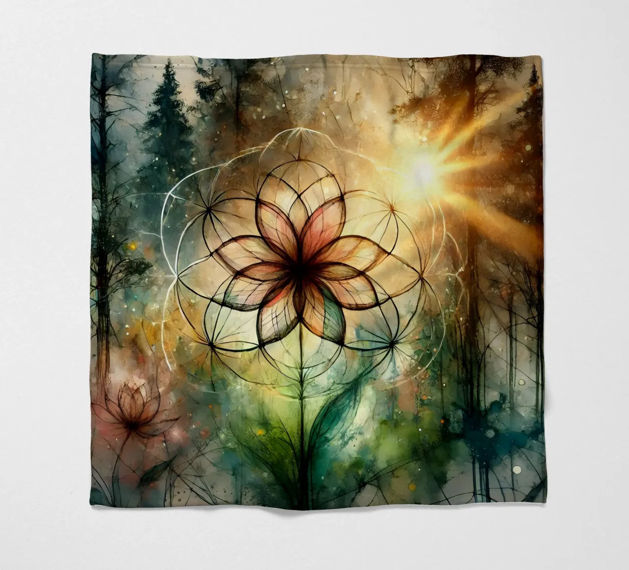 Fiore della vita - stile acquerello coperta in pile da spiritual