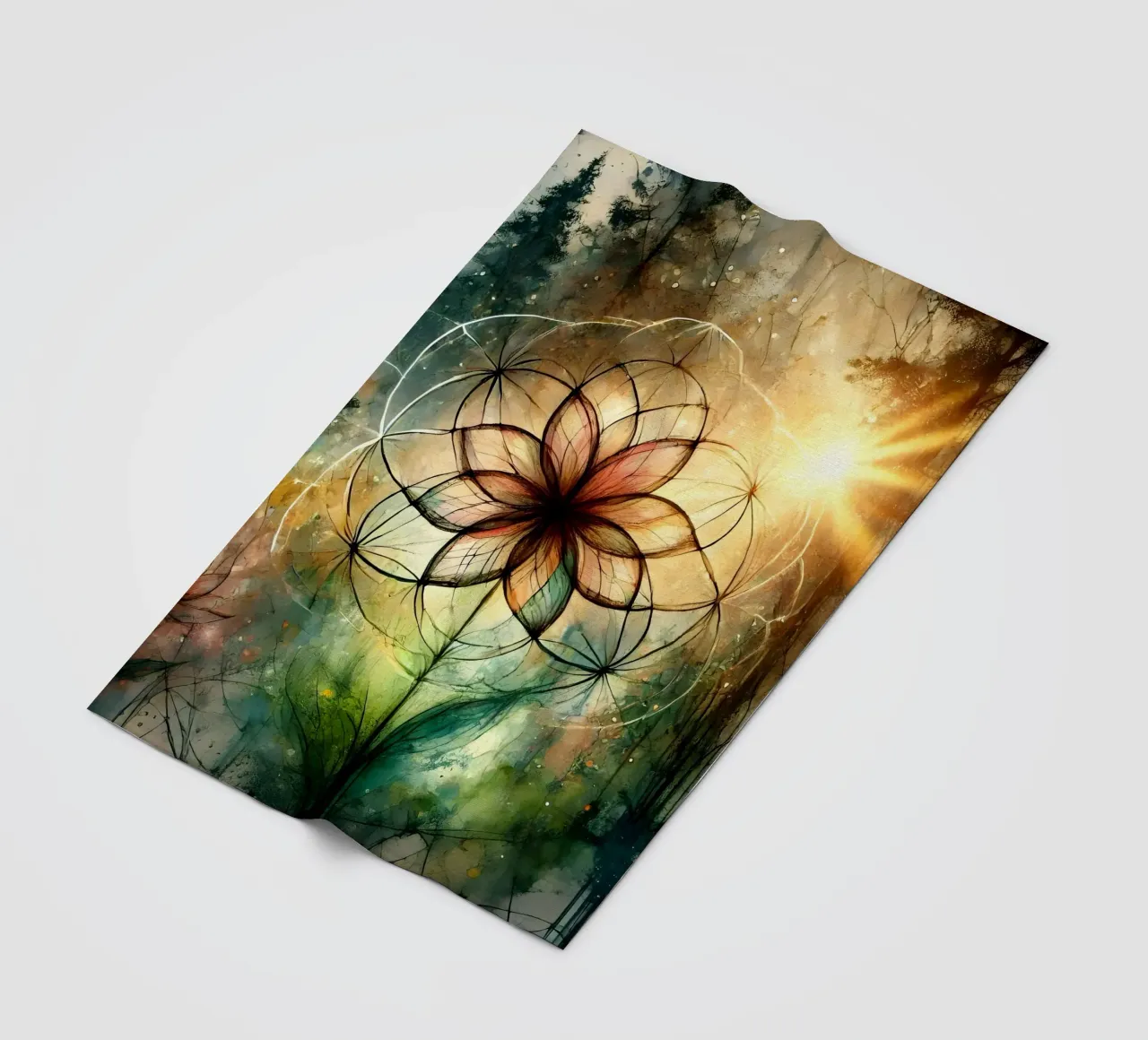 Fiore della vita - stile acquerello coperta in pile da spiritual