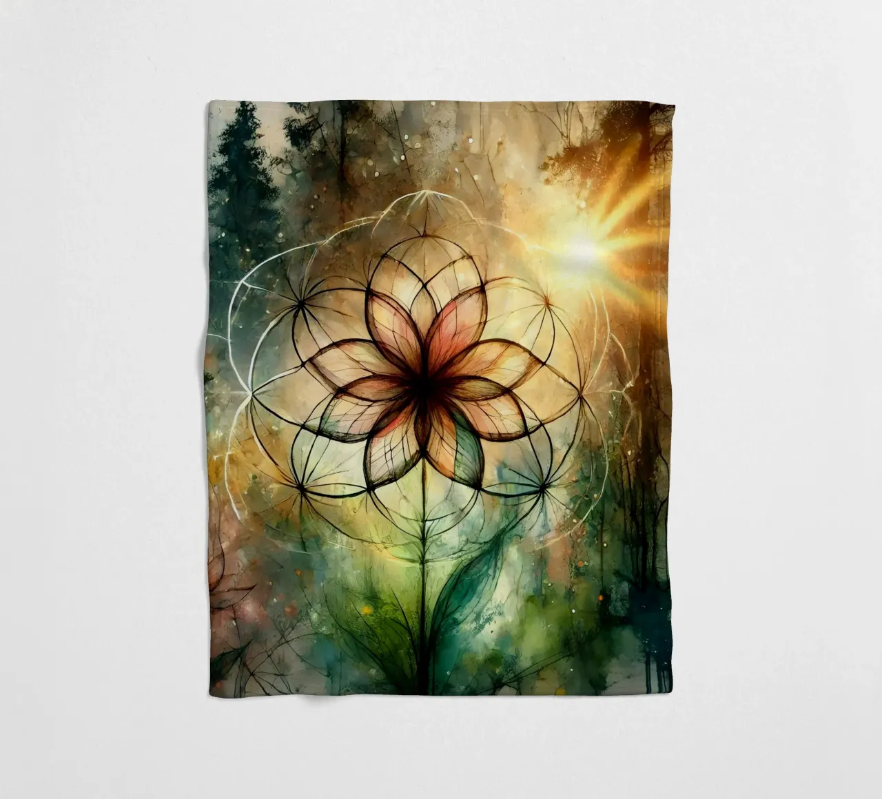 Fiore della vita - stile acquerello coperta in pile da spiritual