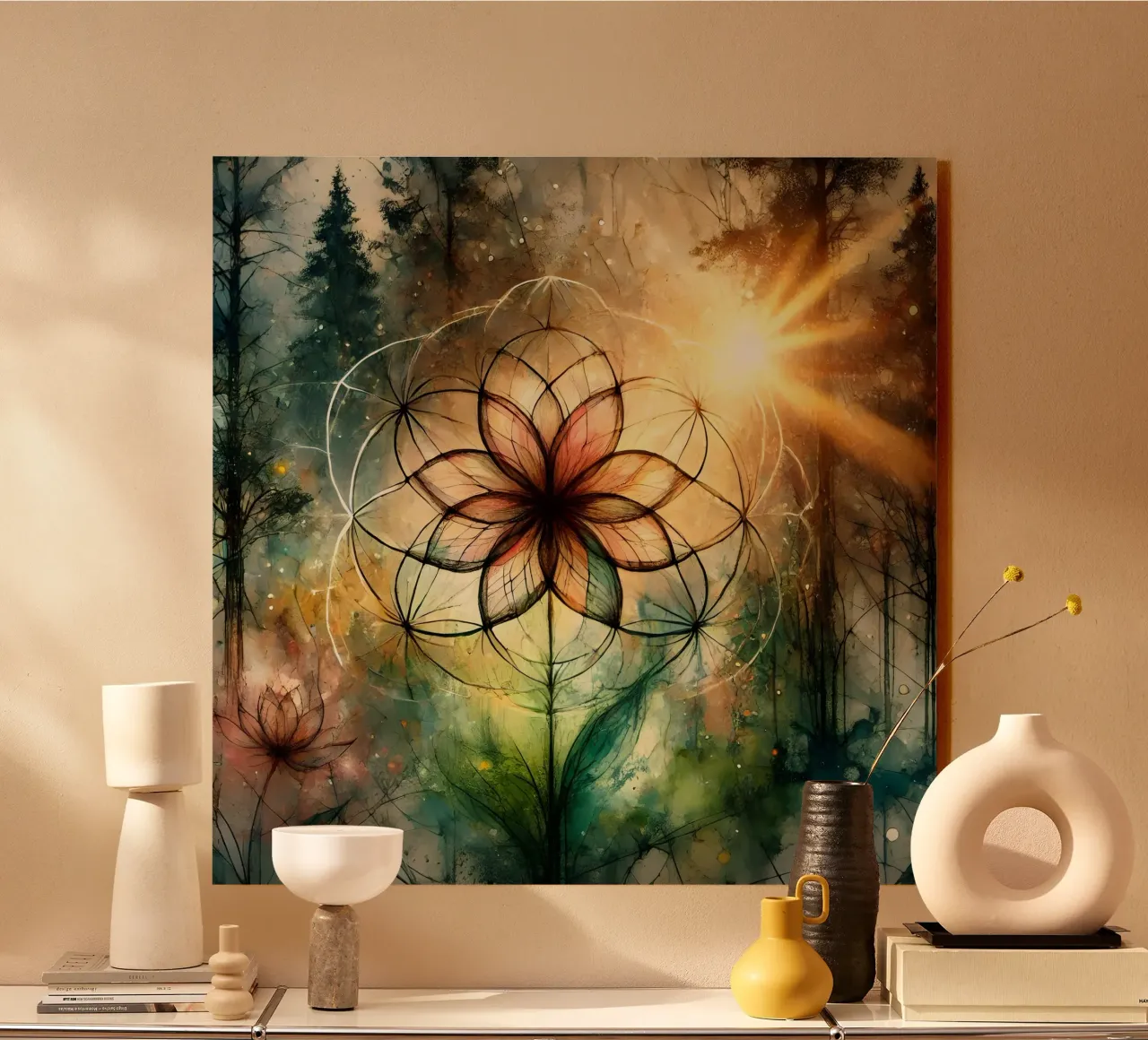 Flower of life - watercolour style acrylic glass by spiritual